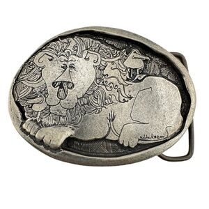 Vintage Silver Lion Belt Buckle